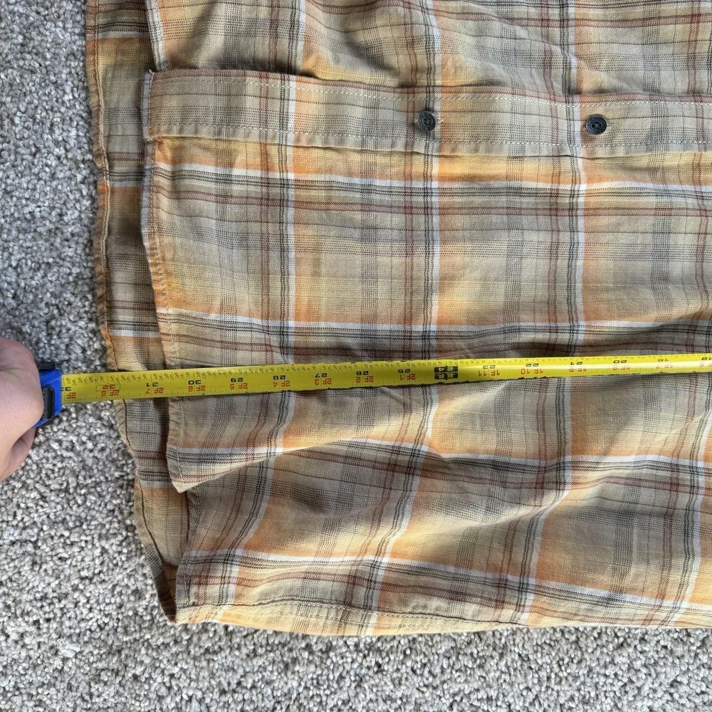 Outdoor Life Shirt Mens XL Beige Plaid Short Sleeve Western Button Up Casual